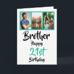 21st happy birthday brother photo collage Card<br><div class="desc">🌶️ Put a smile on a face with this awesome 21st birthday brother photo collage card. - Simply click to personalize this design 🔥 My promises - This design is unique and is designed with you in mind 🙏 Thank you for supporting my small business - If you would like...</div>