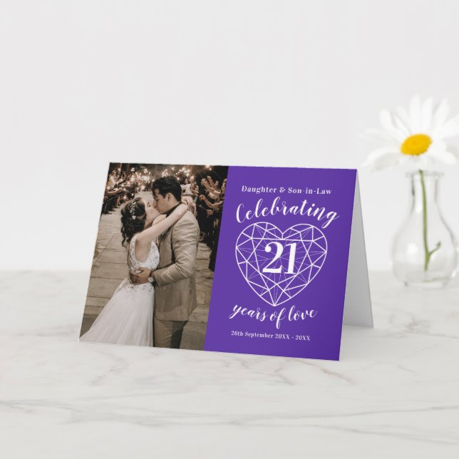 21st Iolite Wedding Anniversary heart Card (Small Plant)