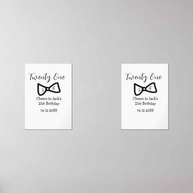 21st men birthday add name bow date cheers black  (Front)