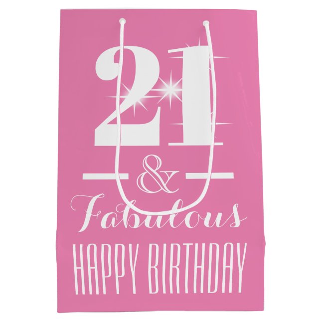 21st Twenty First Pastel Pink Medium Gift Bag (Back)