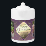 21st Wedding Anniversary 2PhotosBrass and Iolite<br><div class="desc">I designed this photo teapot dedicated to their 21st wedding anniversary,  with a nod to the traditional gifts of iolite stone and brass to mark their milestone in this delightful,  original design!</div>