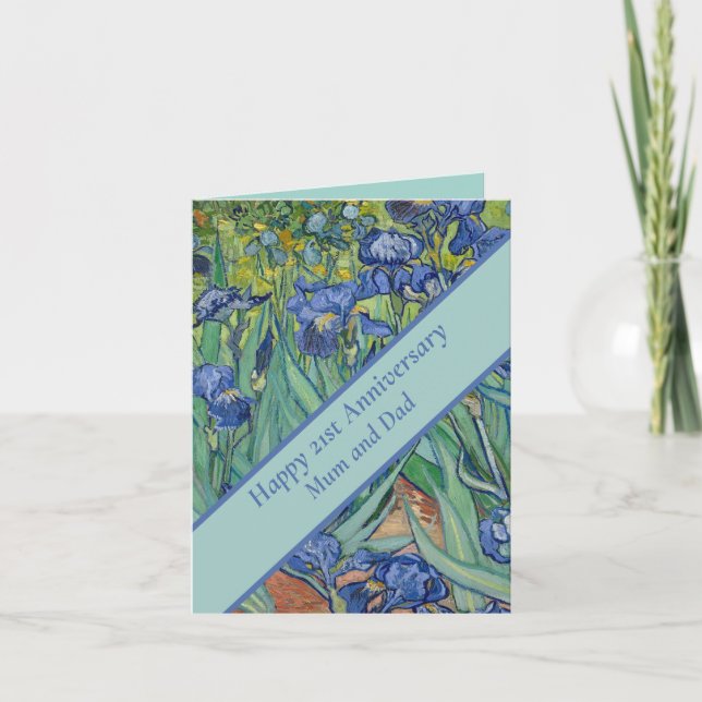 21st Wedding Anniversary Blue Iris Card (Front)