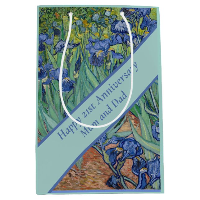21st Wedding Anniversary Blue Iris Medium Gift Bag (Front)
