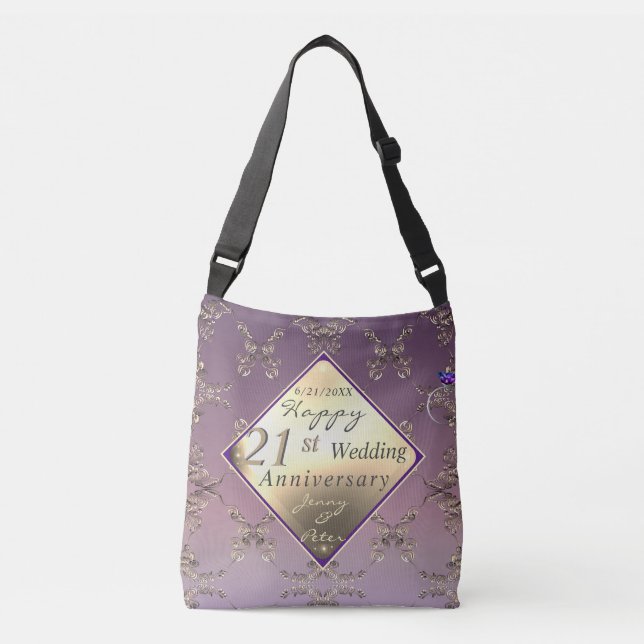 21st Wedding Anniversary Brass and Iolite  Crossbody Bag (Front)