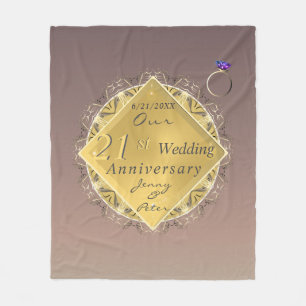 21st Wedding Anniversary Brass and Iolite   Fleece Blanket