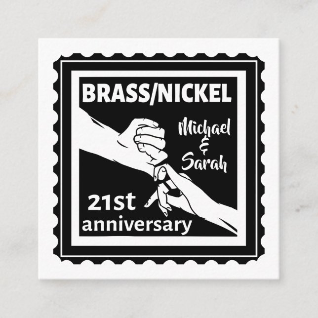 21st wedding anniversary brass nickel traditional enclosure card (Front)