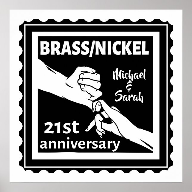 21st wedding anniversary brass nickel traditional poster (Front)