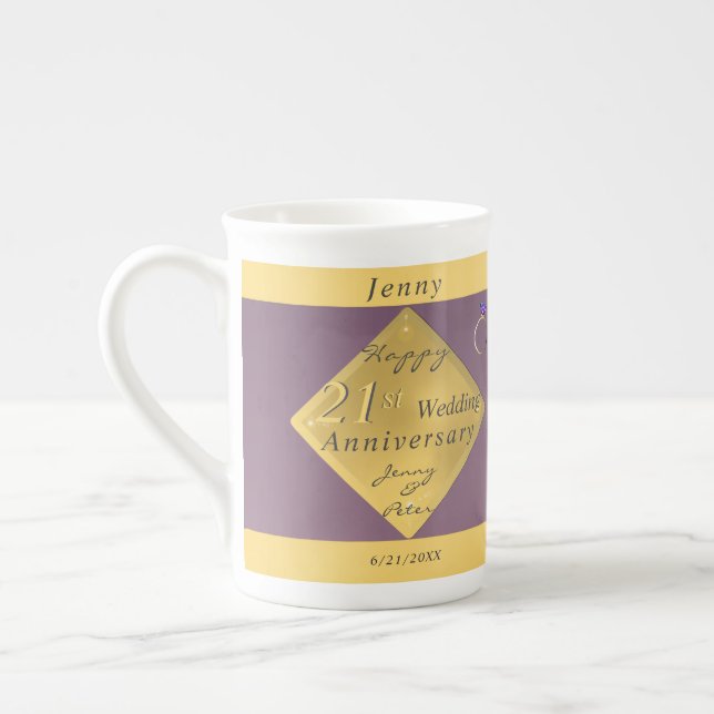 21st Wedding Anniversary Brass Specialty Mug (Left)