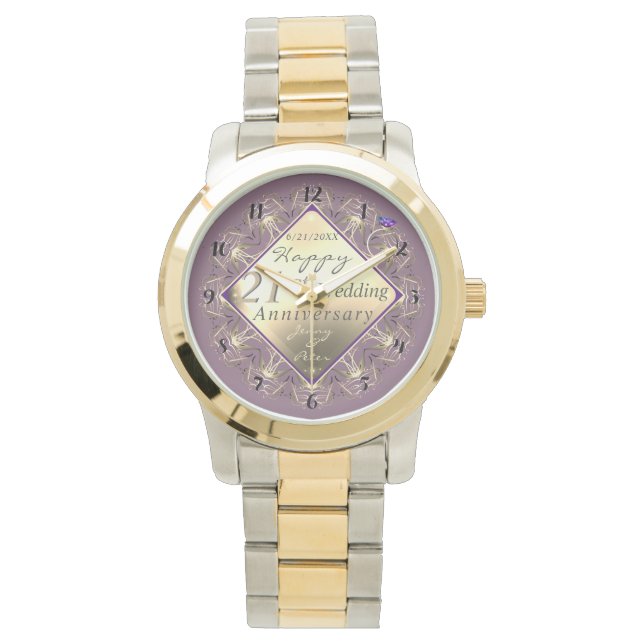 21st Wedding Anniversary Brass Watch (Front)