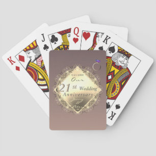 21st Wedding Anniversary Iolite& Brass Playing Cards