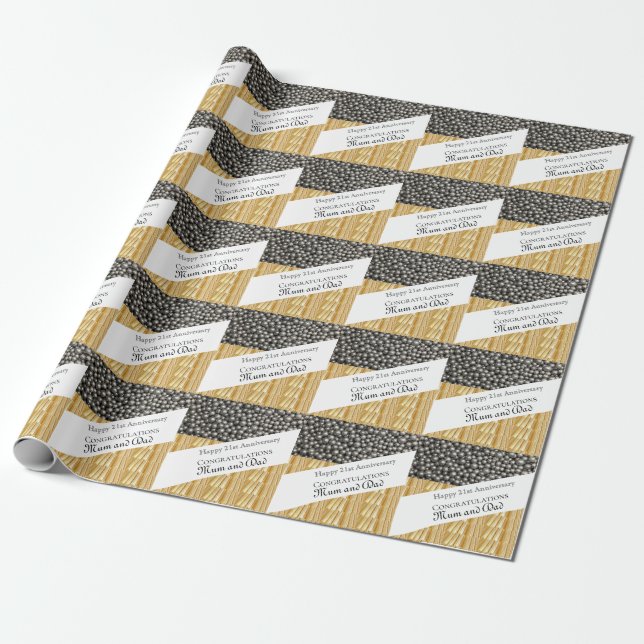 21st Wedding Anniversary Wrapping Paper (Unrolled)