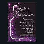 21st Wine Birthday Aged to Perfection Purple Invitation<br><div class="desc">21st Wine Birthday Invitation. Aged to Perfection. Black and Purple Glitter. Red Wine. Wine Tasting Invitation. Black and Gold Glitter Champagne. 18th 20th 21st 30th 40th 50th 60th 70th 80th 90th 100th, Any Ages. For further customization, please click the "Customize it" button and use our design tool to modify this...</div>