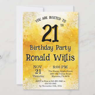 21th Birthday Invitation Card