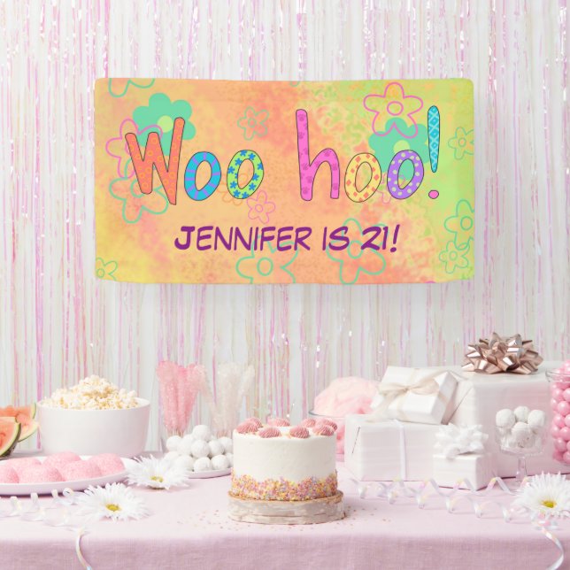 21th Birthday WooHoo Name Personalized Banner (Party)