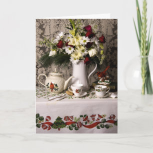 2209 Teatime Floral Still Life Christmas Card