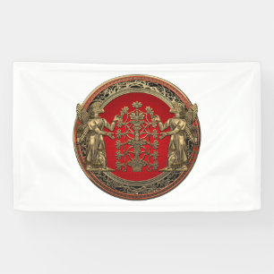 [220] Two Gold Ninurtas with Tree of Life Banner