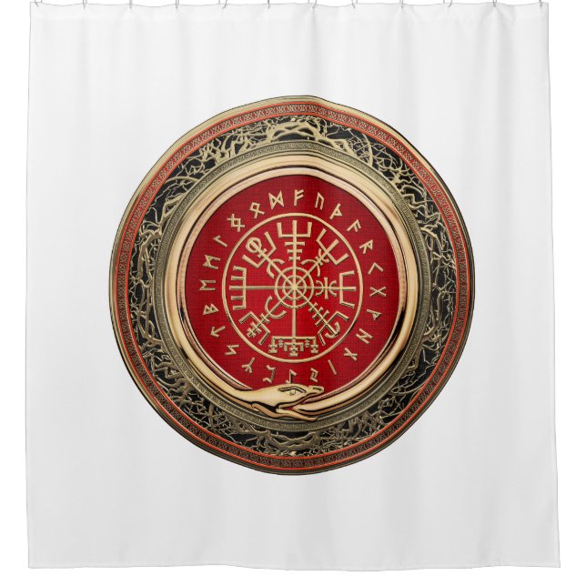 [220] Vegvisir - Viking Gold Magic Runic Compass (Front)