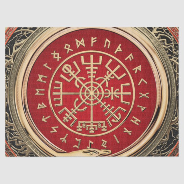 [220] Vegvisir - Viking Gold Magic Runic Compass Tissue Paper (Front)