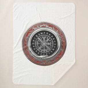 [220] Vegvisir - Viking Silver Magic Runic Compass Sherpa Blanket