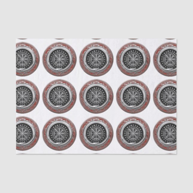 [220] Vegvisir - Viking Silver Magic Runic Compass Tissue Paper (Front)