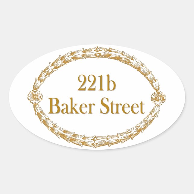 221b Baker Street Oval Sticker (Front)