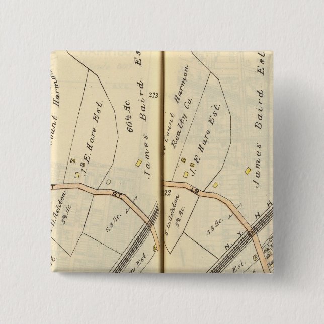 222223 Harrison, Mamaroneck 2 Inch Square Button (Front)