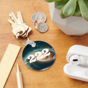 222 Universe Angel Number Galaxy Manifestation Keychain