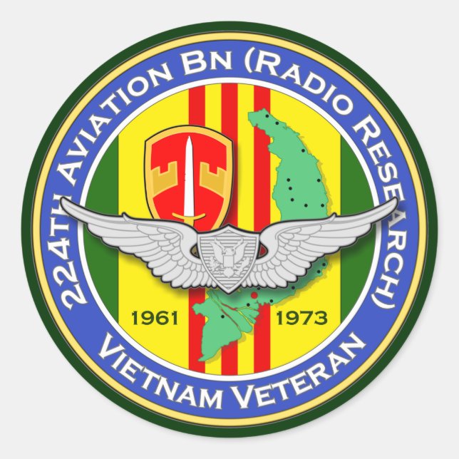 224th Avn Bn RR 2b - ASA Vietnam Classic Round Sticker (Front)