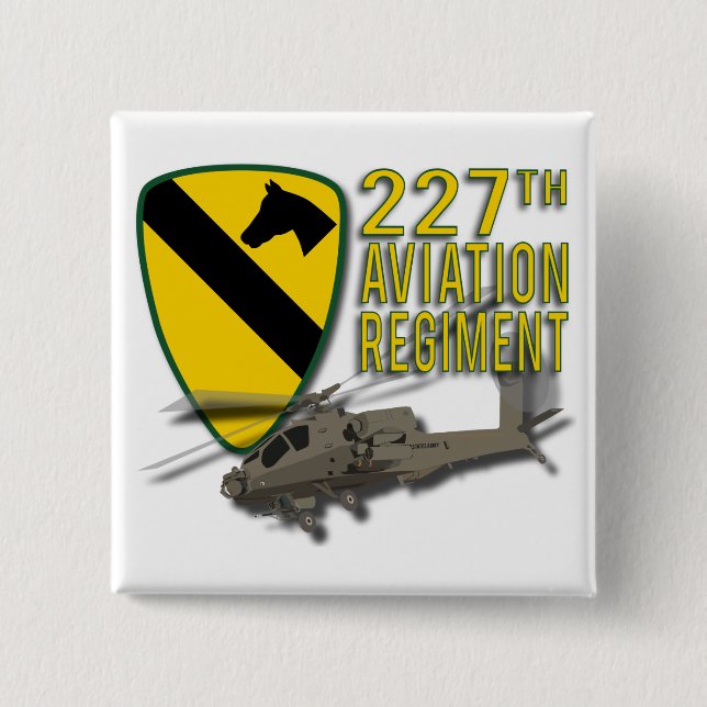 227th Aviation Regiment Apache 2 Inch Square Button (Front)