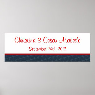 22.5"x7.5" Personalized Airplane Flight  Blue/Red Poster