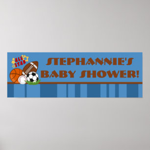 22.5"x7.5" Personalized Banner All Star Blue Poster