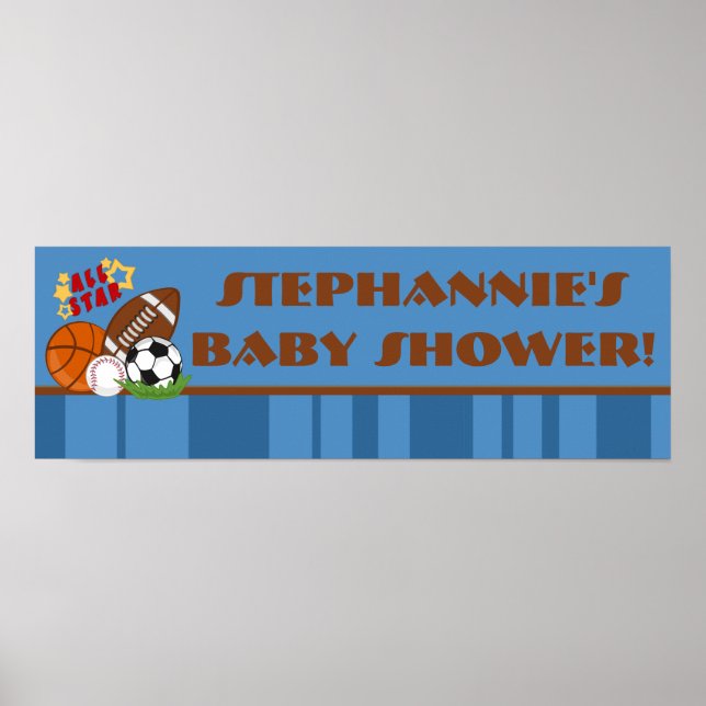 22.5"x7.5" Personalized Banner All Star Blue Poster (Front)