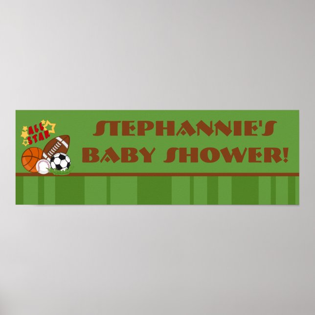 22.5"x7.5" Personalized Banner All Star Green Poster (Front)