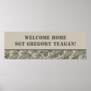 22.5"x7.5" Personalized Banner ARMY ACU Camo Poster