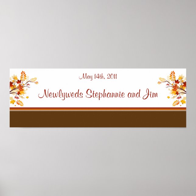 22.5"x7.5" Personalized Banner Autumn Branch Leave Poster (Front)