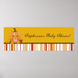 22.5"x7.5" Personalized Banner Autumn Fall Pumpkin Poster