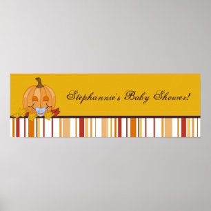 22.5"x7.5" Personalized Banner Autumn Fall Pumpkin Poster