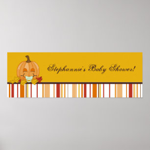 22.5"x7.5" Personalized Banner Autumn Fall Pumpkin Poster