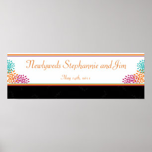 22.5"x7.5" Personalized Banner Autumn Floral Burst Poster