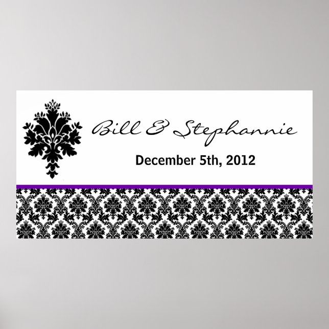 22.5"x7.5" Personalized Banner Black Purple Dama Poster (Front)