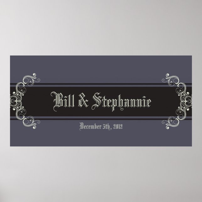 22.5"x7.5" Personalized Banner Black Tie Affair Poster (Front)