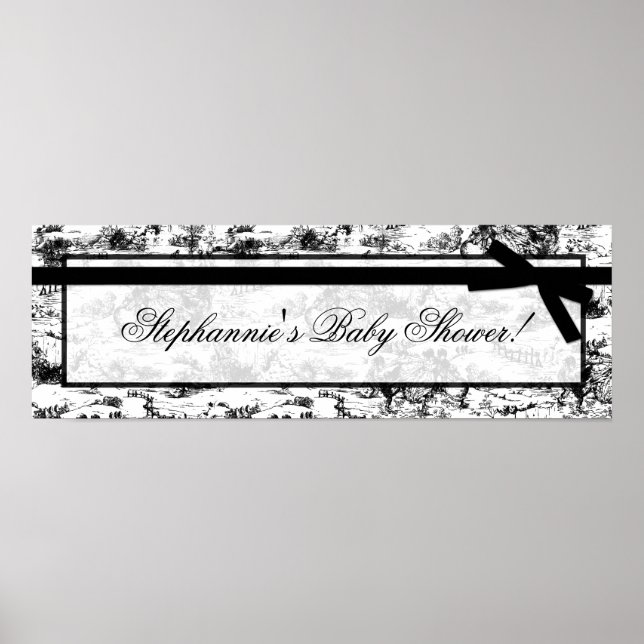 22.5"x7.5" Personalized Banner Black White Toile Poster (Front)