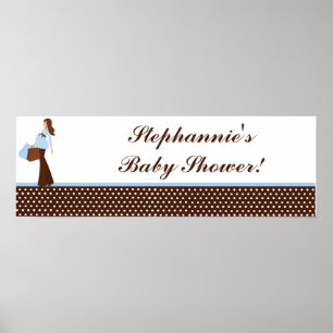 22.5"x7.5" Personalized Banner Blue Mod Mom Polka Poster