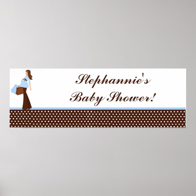 22.5"x7.5" Personalized Banner Blue Mod Mom Polka Poster (Front)