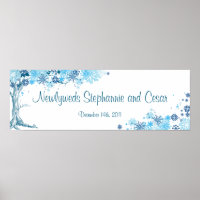 22.5"x7.5" Personalized Banner Blue Tree / Snowfla