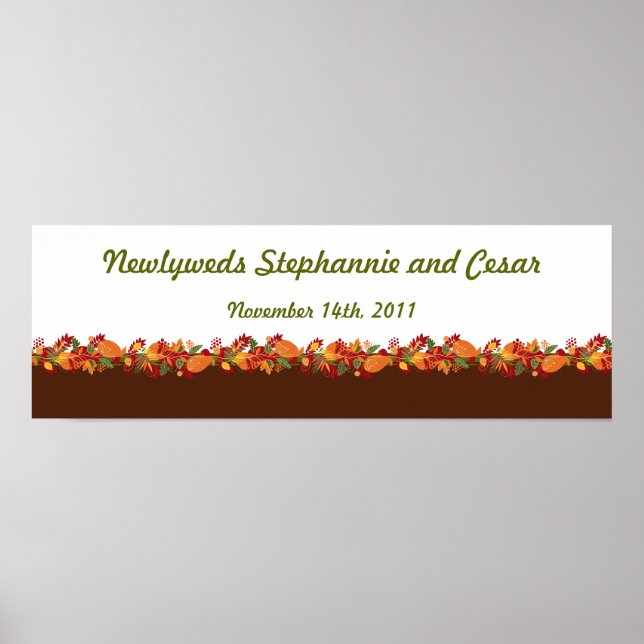 22.5"x7.5" Personalized Banner Fall Foliage Leaves Poster (Front)