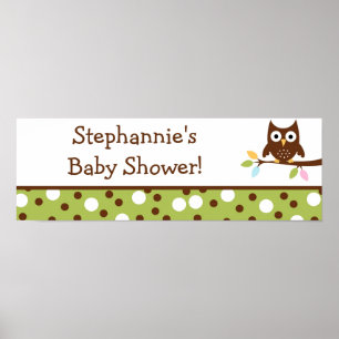 22.5"x7.5" Personalized Banner Forest Friends Owl Poster