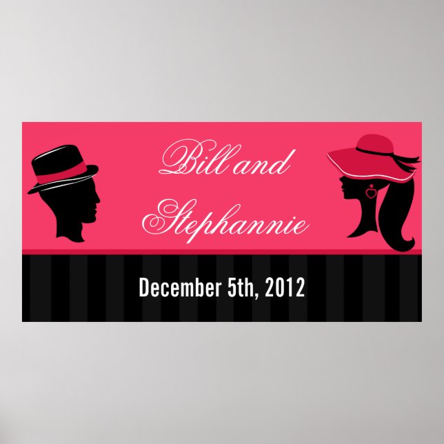 22.5"x7.5" Personalized Banner Formal Hats Elegant Poster (Front)