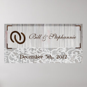 22.5"x7.5" Personalized Banner Horse Shoes Wood Poster