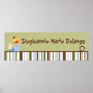 22.5"x7.5" Personalized Banner Jungle Play Poster